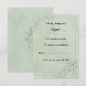 Sage Green Botanical Wedding RSVP Card (正面/裏面)