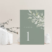Sage Green Botanical Wedding Table Number Card テーブルナンバー