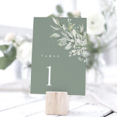 Sage Green Botanical Wedding Table Number Card テーブルナンバー