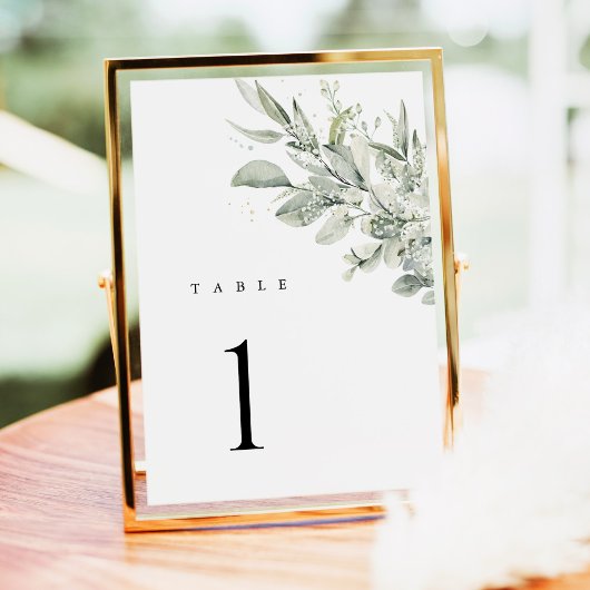 Sage Green Botanical Wedding Table Numbers テーブルナンバー