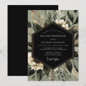 Sage Green Botanical Whimsy Wedding 招待状 (正面/裏面)