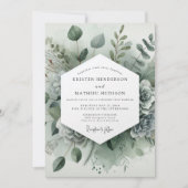 Sage Green Botanical Whimsy Wedding 招待状 (正面)