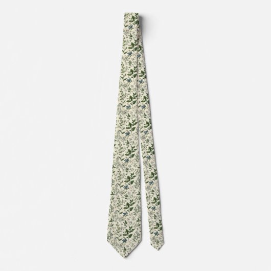 Sage Green Botanicals Groom Wedding Groomsmen  ネクタイ (正面)