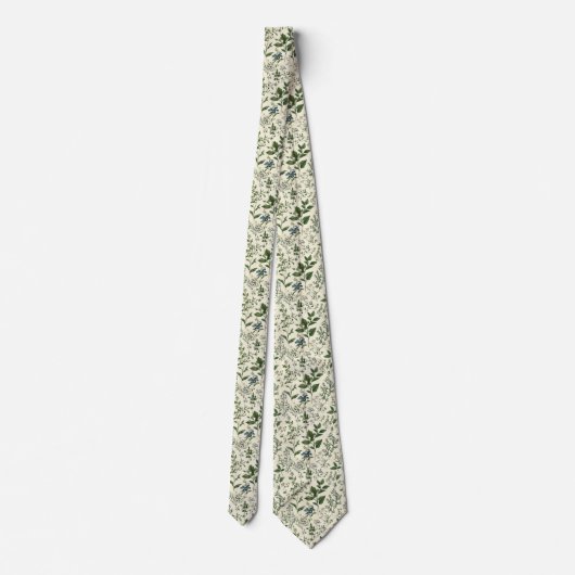 Sage Green Botanicals Groom Wedding Groomsmen  ネクタイ (裏面)