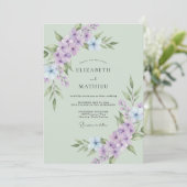 Sage Green Bountiful Lavender Wedding 招待状 (スタンド正面)