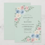 Sage Green Bountiful Spring Wedding 招待状 (正面/裏面)