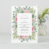 Sage Green Bountiful Succulent Wedding 招待状 (スタンド正面)