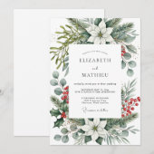 Sage Green Bountiful Winter Wedding 招待状 (正面/裏面)