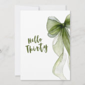 Sage Green Bow 30th Birthday Invitation 招待状 (裏面)