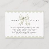 Sage Green Bow Baby Shower Books for Baby Card エンクロージャーカード (正面)