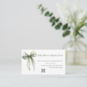 Sage Green Bow Baby Shower Registry Card 名刺 (スタンド正面)