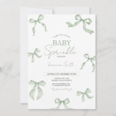 Sage Green Bow Baby Sprinkle Invitation 招待状 (正面)
