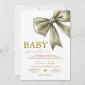 Sage Green Bow Baby Sprinkle Invitation 招待状 (正面)