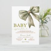 Sage Green Bow Baby Sprinkle Invitation 招待状 (スタンド正面)