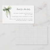 Sage Green Bow Books for Baby Card 名刺 (正面/裏面)