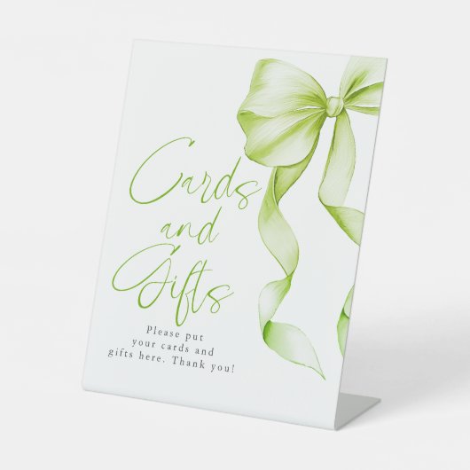Sage Green Bow Cards and Gifts Bridal Shower 台座サイン (正面)