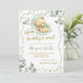 Sage Green Bow Coquette Bearly wait baby shower 招待状 (スタンド正面)