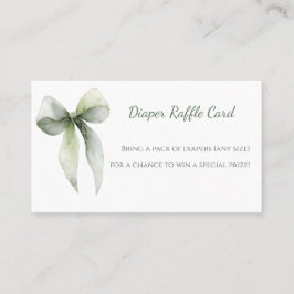 Sage Green Bow Diaper Raffle Card 名刺
