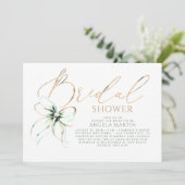 Sage Green Bow Elegant Romantic Bridal Shower 招待状 (スタンド正面)