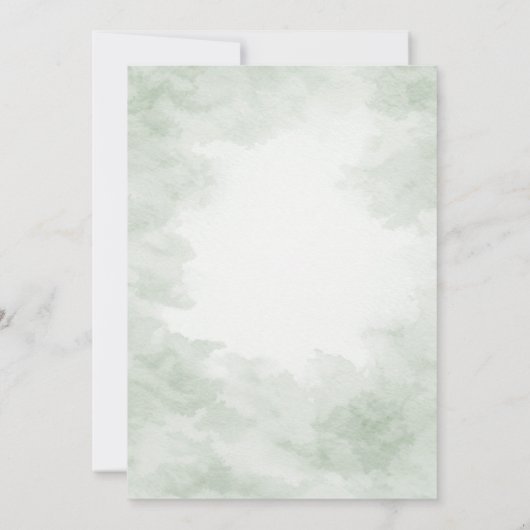 Sage Green Bow Floral First Holy Communion 招待状 (裏面)