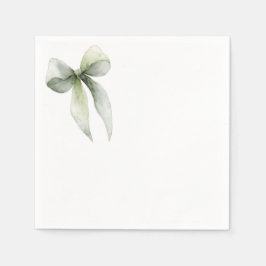 Sage Green Bow Gingham Baby Shower スタンダードカクテルナプキン