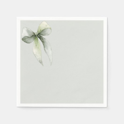 Sage Green Bow Gingham Baby Shower スタンダードカクテルナプキン (正面)