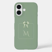 Sage Green Bow Initial Aesthetic Case-Mate iPhoneケース (裏面)