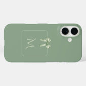 Sage Green Bow Initial Aesthetic Case-Mate iPhoneケース (裏面 (横))