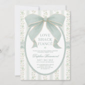 Sage Green Bow Love Shack Fiancé Bridal Shower 招待状 (正面)