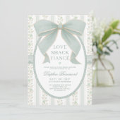 Sage Green Bow Love Shack Fiancé Bridal Shower 招待状 (スタンド正面)