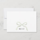 Sage Green Bow Ribbon Menu Choice Wedding RSVP (裏面)