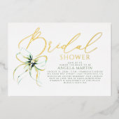 Sage Green Bow She's Tying The Knot Bridal Shower 箔招待状 (正面)