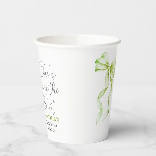 Sage Green Bow She's Tying the Knot Bridal Shower 紙コップ (左)