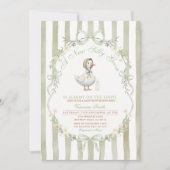 Sage Green Bow Silly Goose Baby SHOWER Invitation 招待状 (正面)