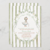 Sage Green Bow Silly Goose Baby SHOWER Invitation 招待状 (正面/裏面)