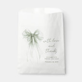 Sage Green Bow Watercolor Bridal Shower Thank You フェイバーバッグ (正面)