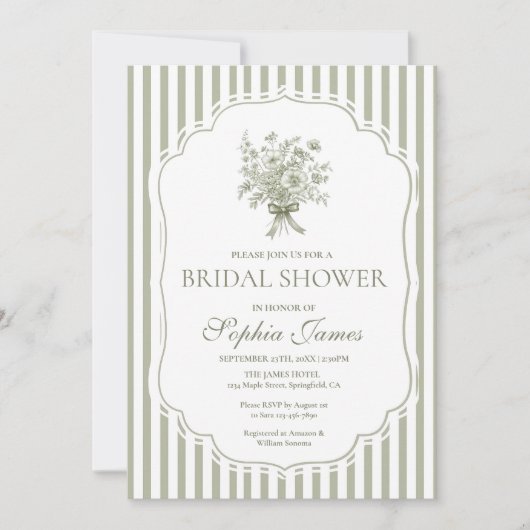 Sage Green Bridal Shower Invitation Template Boho 招待状 (正面)