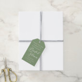 Sage Green Bridal Shower Personalized White Script ギフトタグ (より糸付き)