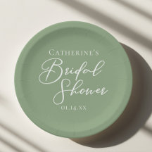 Sage Green Bridal Shower Personalized White Script