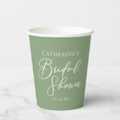 Sage Green Bridal Shower Personalized White Script 紙コップ (裏面)