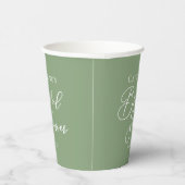 Sage Green Bridal Shower Personalized White Script 紙コップ (右)