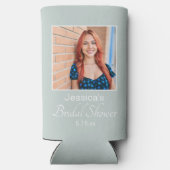 Sage Green Bridal Shower Photo スリム缶クーラー (裏面)