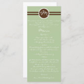 Sage Green Brownよくはしゃぐのメニューにモノグラ結婚ム メニュー (正面/裏面)