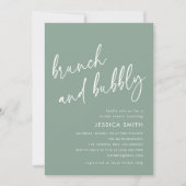 Sage Green Brunch and Bubbly Bridal Shower 招待状 (正面)