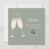 Sage Green Brunch Bubbly QR Code Bridal Shower 招待状 (裏面)