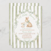 Sage Green Bunny Baby Shower Boy Girl Invitation 招待状 (正面/裏面)