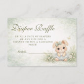 Sage Green Bunny Floral Diapper Raffle エンクロージャーカード (正面)
