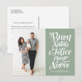 Sage Green Buon Natale書道クリスマスフォト シーズンポストカード (正面/裏面)