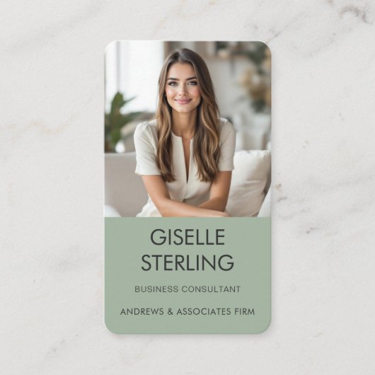 Sage Green Business Consultant Photo 名刺 (正面)