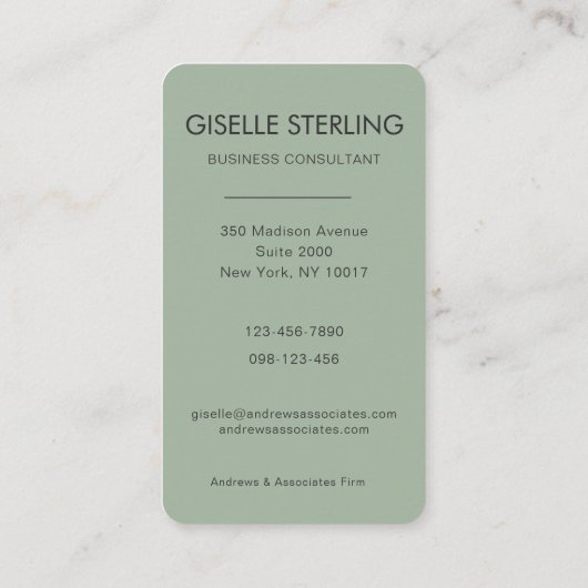 Sage Green Business Consultant Photo 名刺 (裏面)
